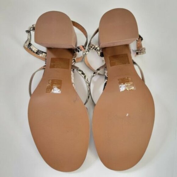 Madewell Strappy Sandal Leather block Heel Snake Embossed Women's Size 10 summer - Picture 7 of 9